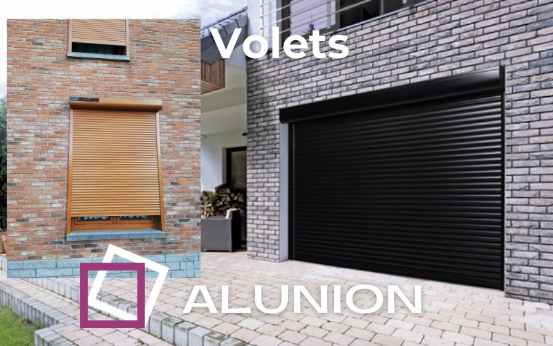 Volets alunion pour portes fenetres vitrines de magasin motorisé avec panneau solaire intégre